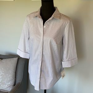 Liz Claiborne career button down top 3/4 sleeve